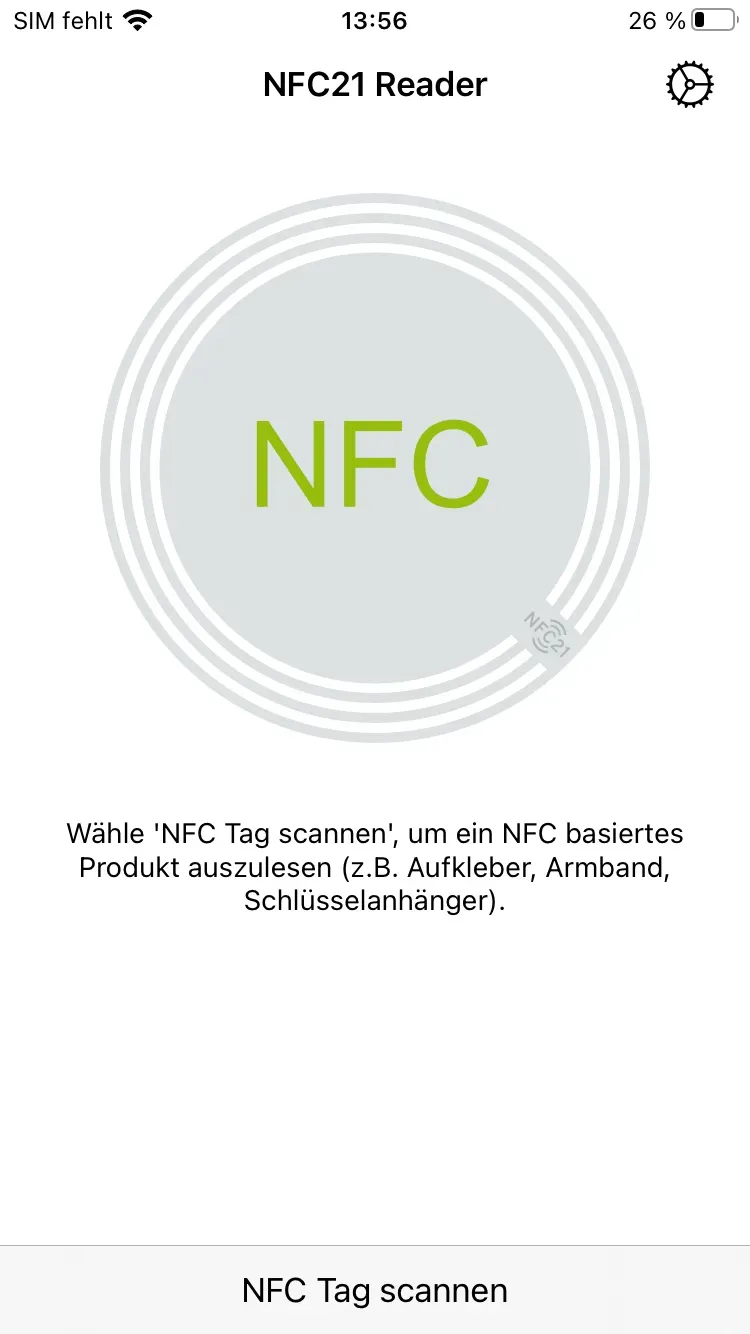 Die NFC21 Writer App.