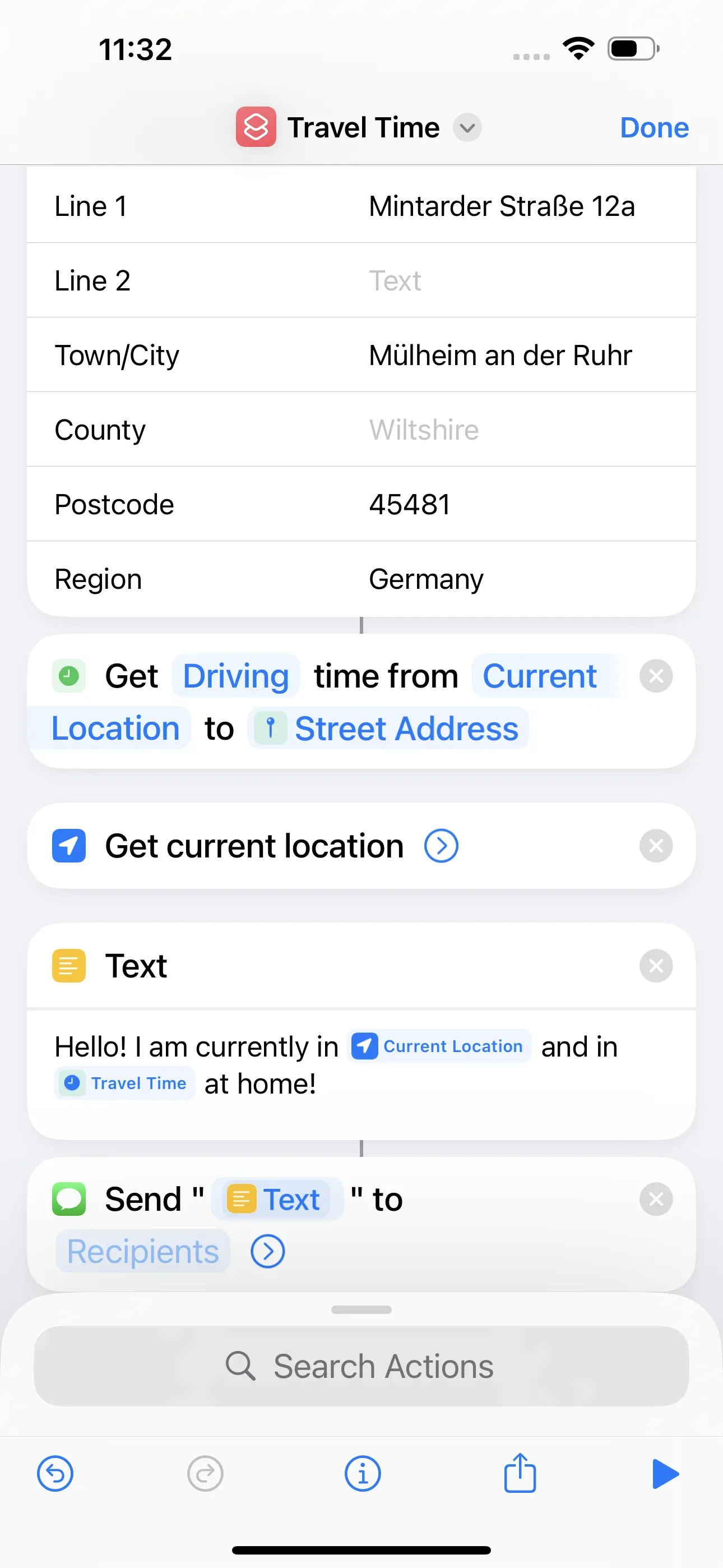 It is set that this text should be sent to a recipient via iMessage.