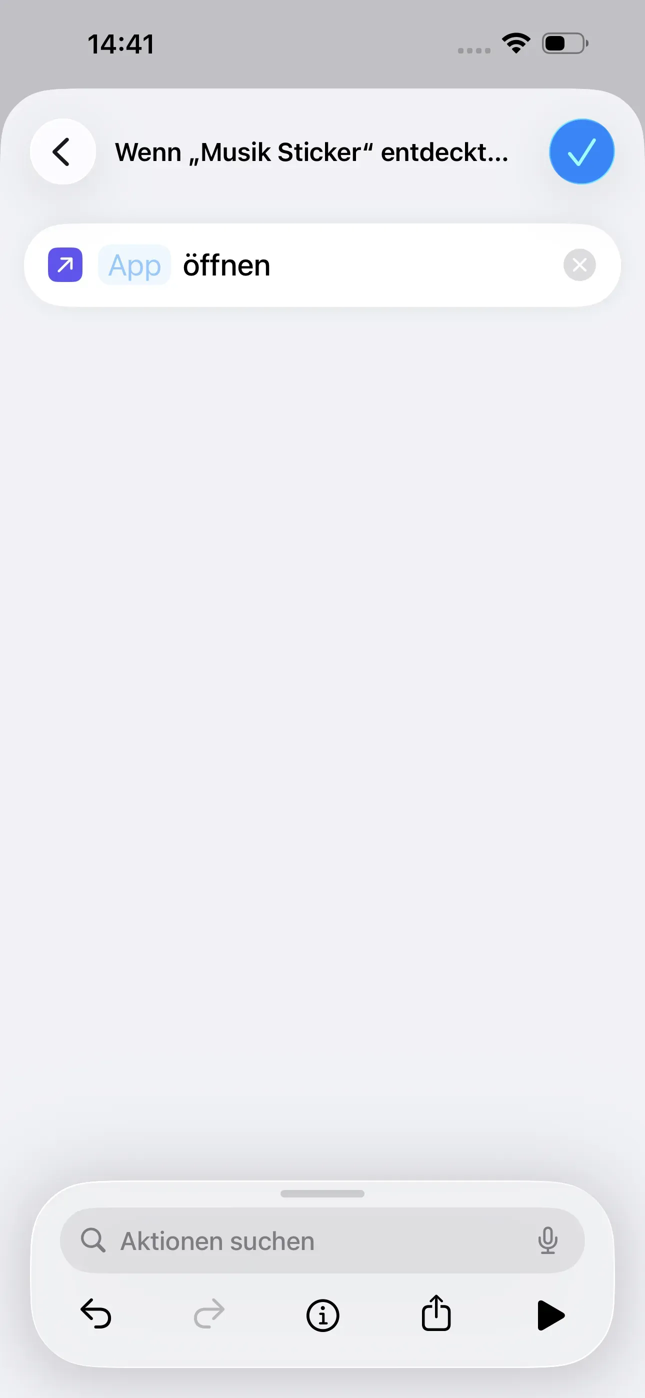 Die Aktion „App öffnen“ wird gestartet.