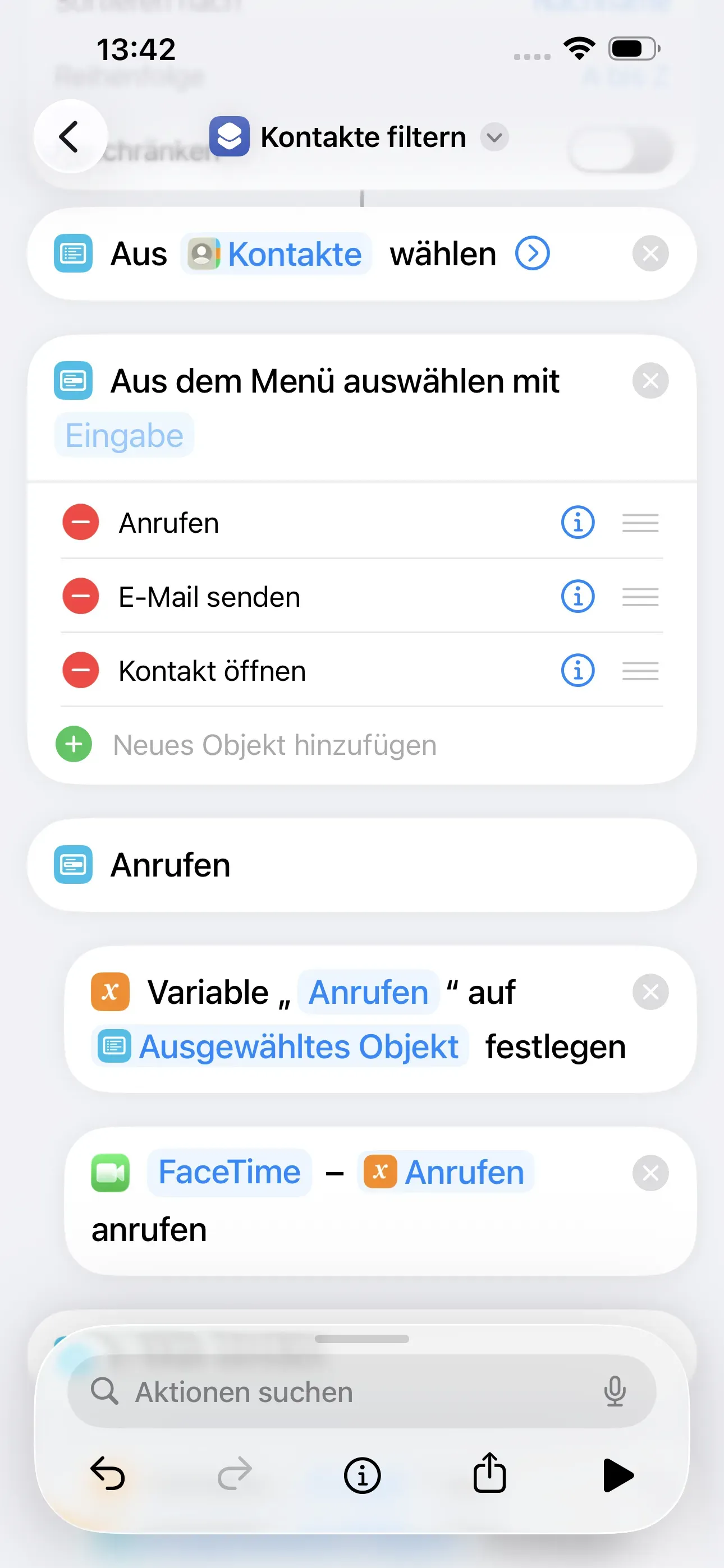 Der erweiterte Kurzbefehl ist erkennbar. 