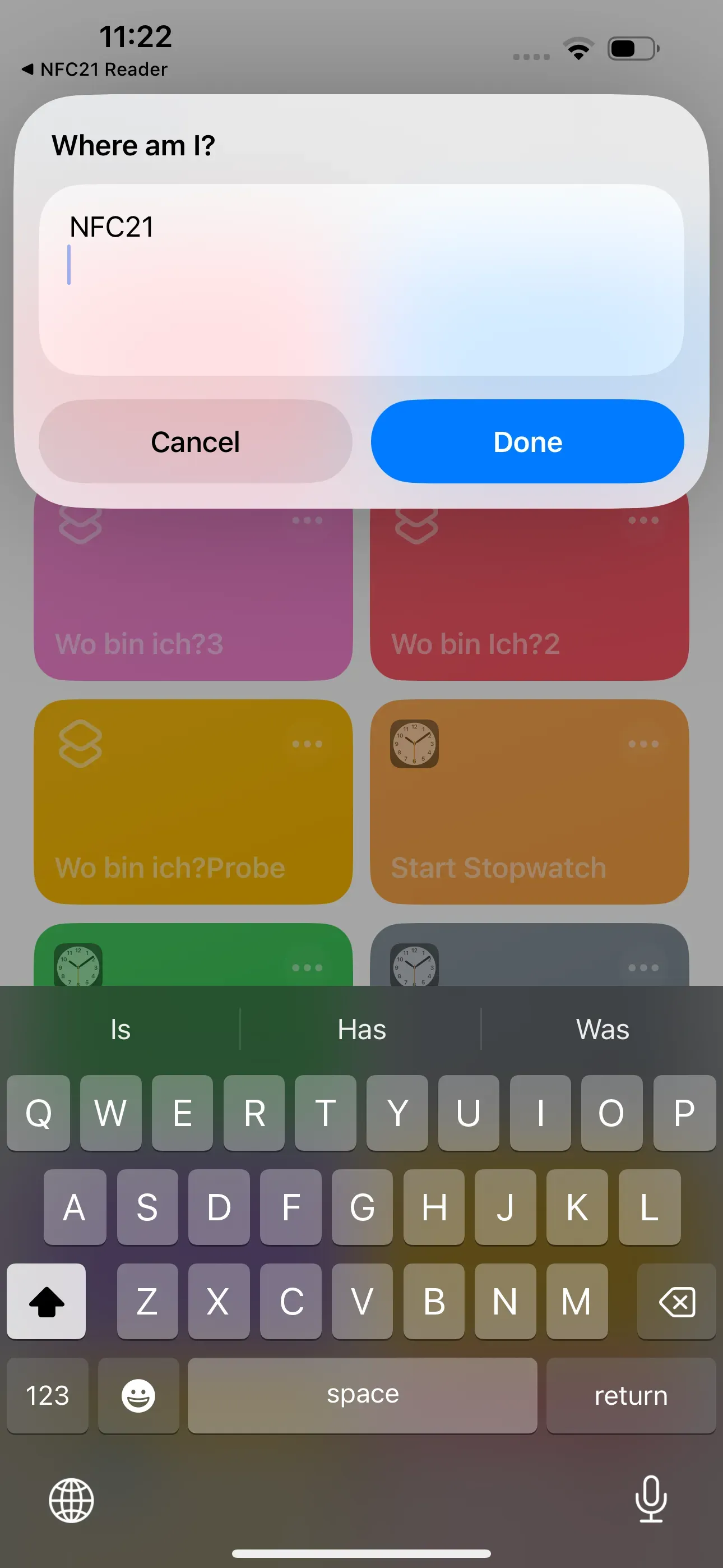 When scanning the NFC tag, you must first enter your location, e.g. NFC21.