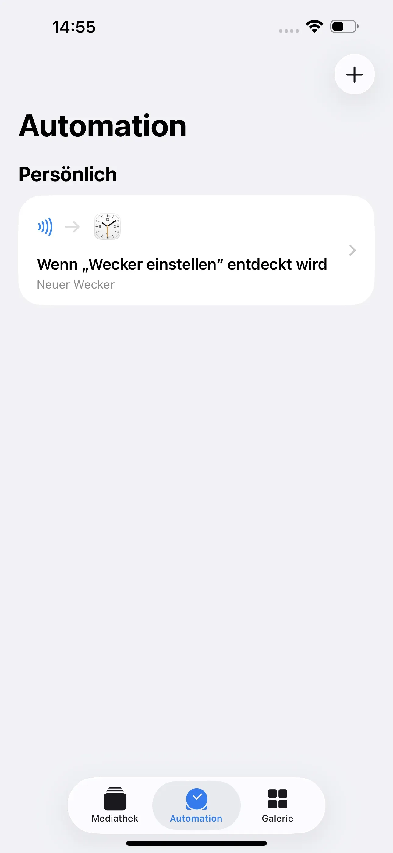 Die Automation ist fertig erstellt und es wird angezeigt, dass wenn die Automation „Wecker einstellen“ entdeckt wird, eingegeben werden soll um wie viel Uhr der Wecker schellen soll.