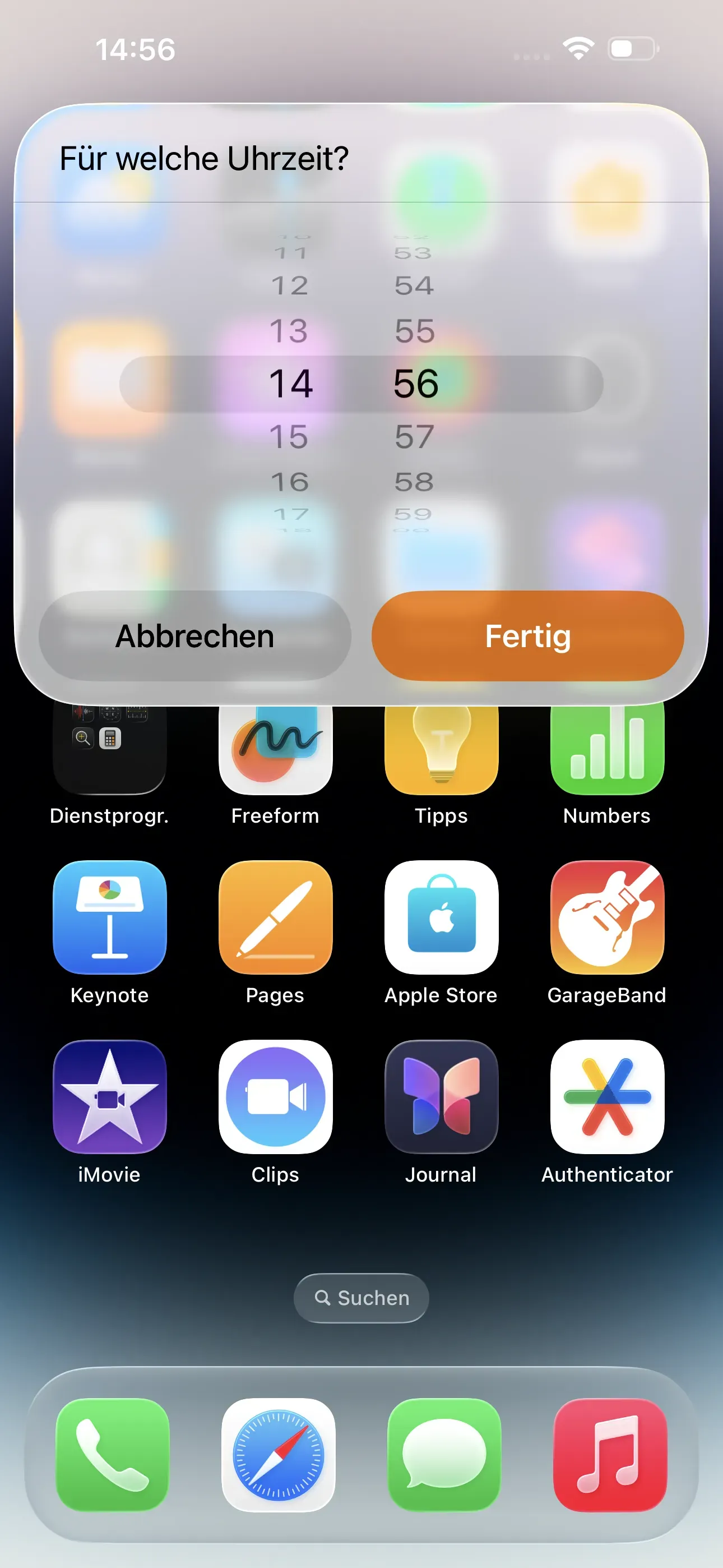 Beim Scan des NFC-Tags kann eine Uhrzeit eingegeben werden.