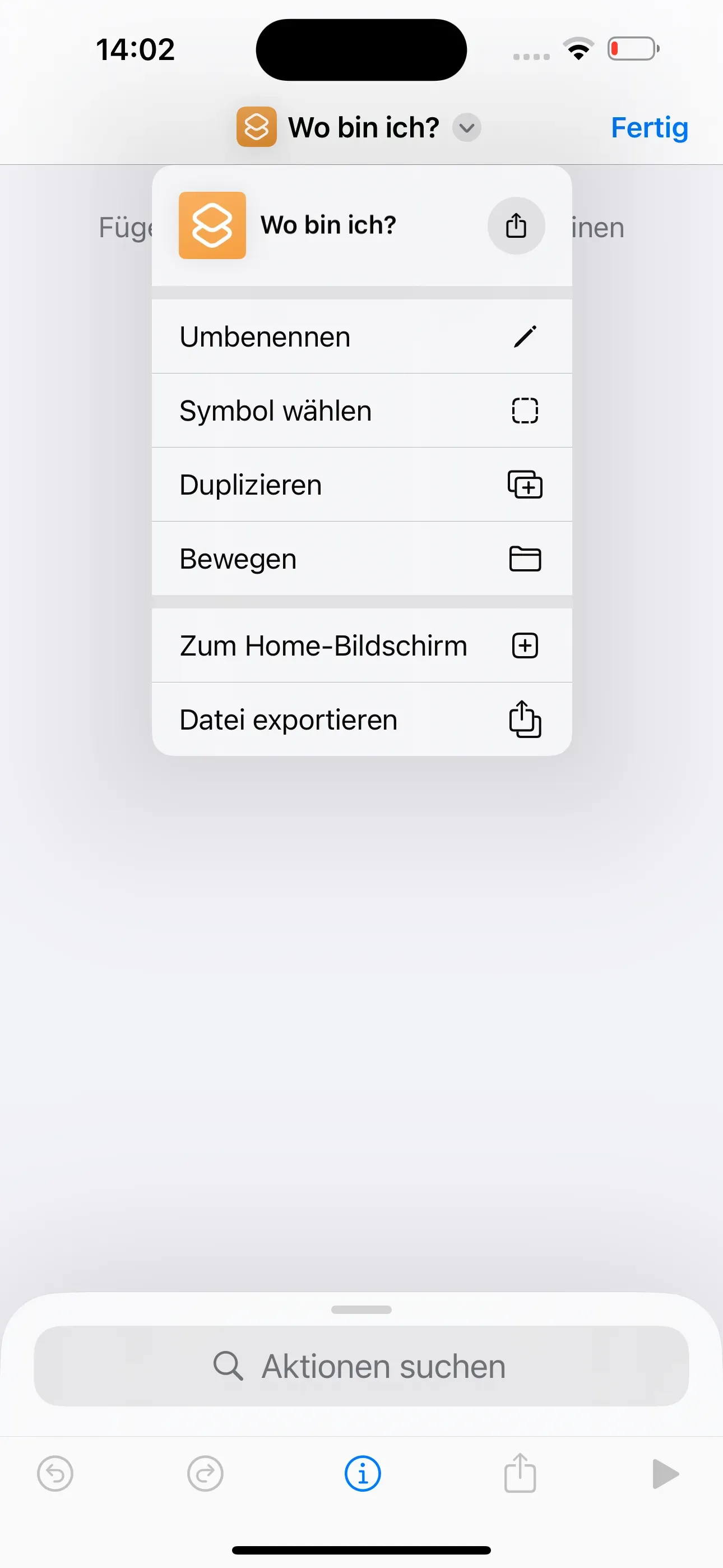 Name des Kurzbefehls umbenennen.