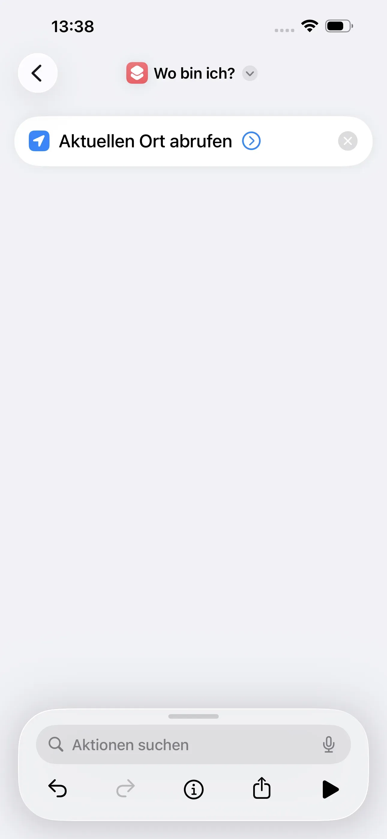 Die Aktion „Aktuellen Ort abrufen“ wird gestartet.