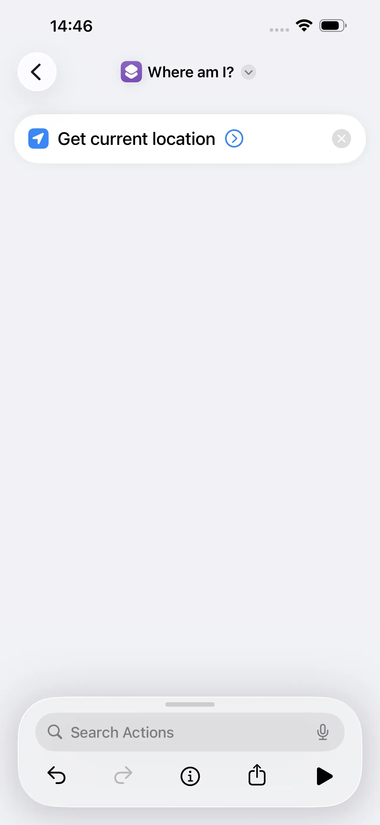 The ‘Get Current Location’ action is started.