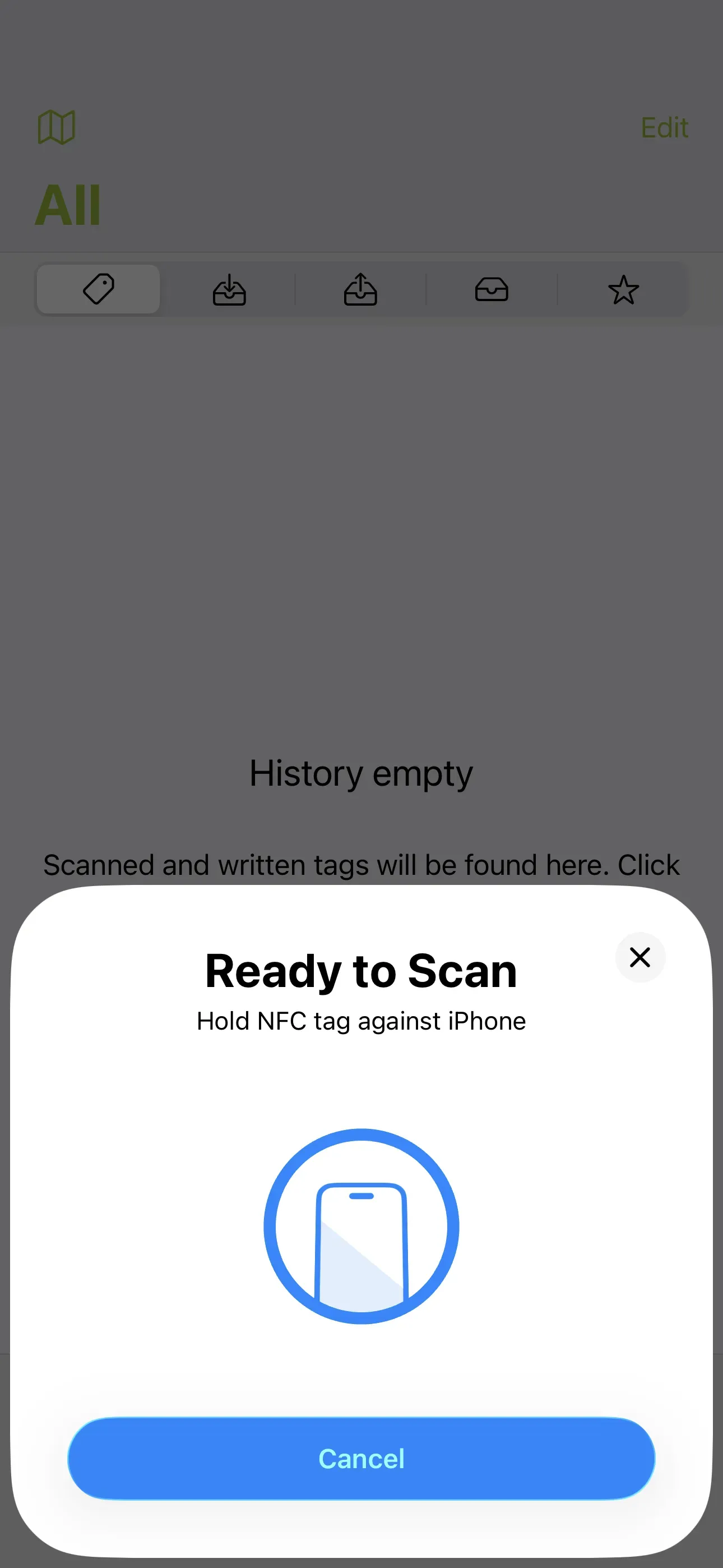 NFC tag should be scanned with the iPhone.