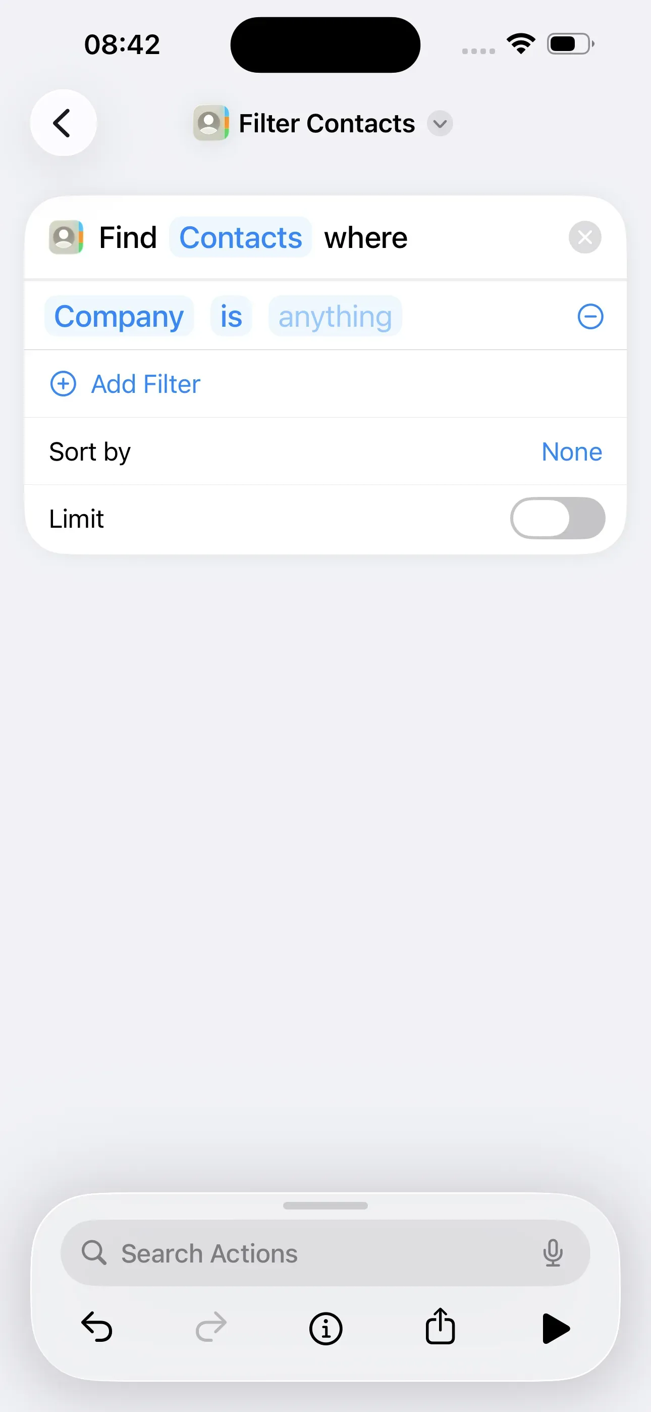 A filter has been added, so the field ‘+ Add Filter’ now reads ‘Company is anything.
