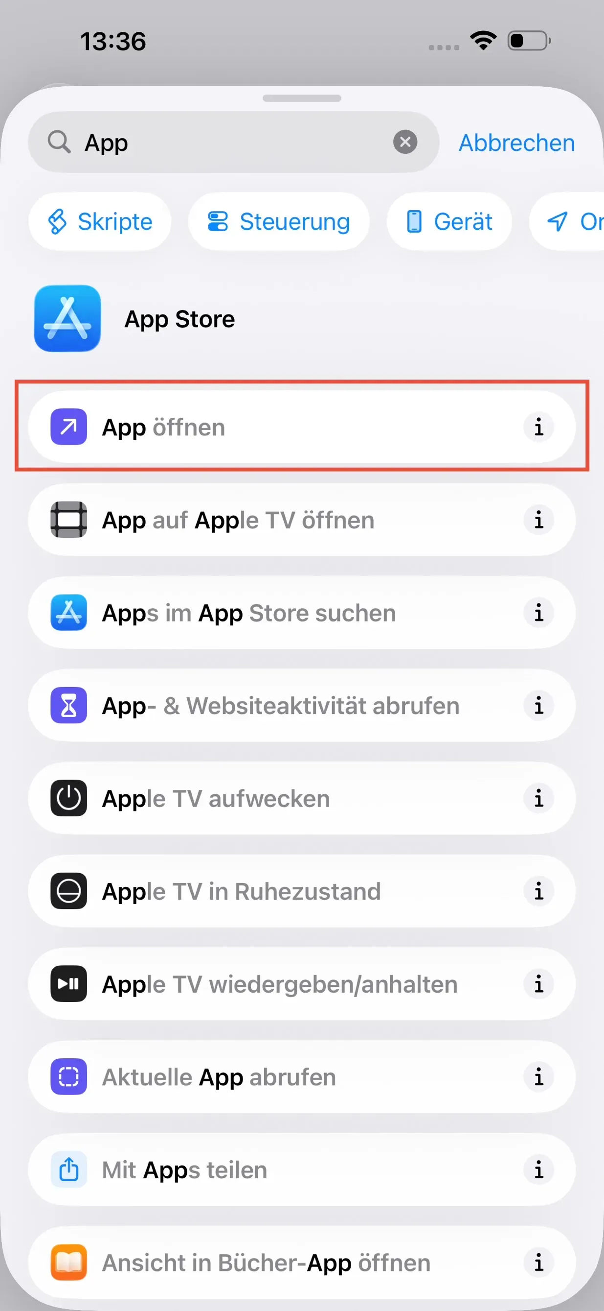 In der Suchleiste wird 
