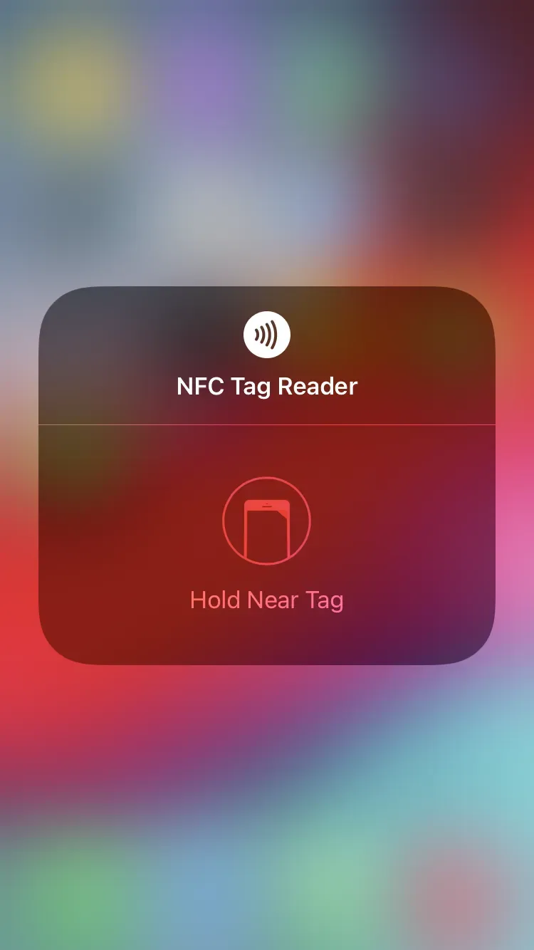 The NFC tag is scanned using the NFC tag reader.