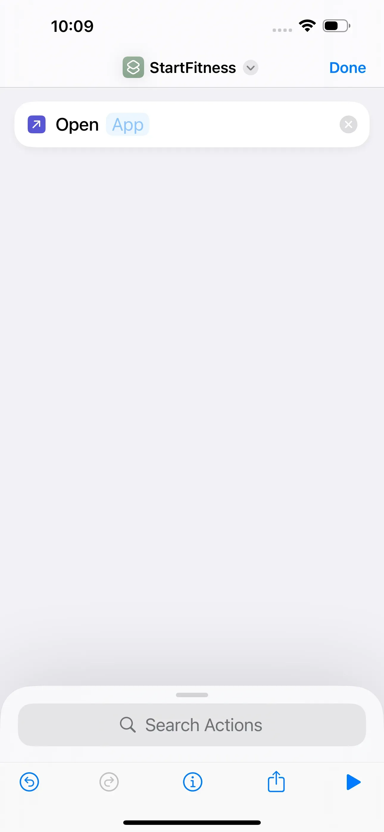 The ‘Open app’ action is started.