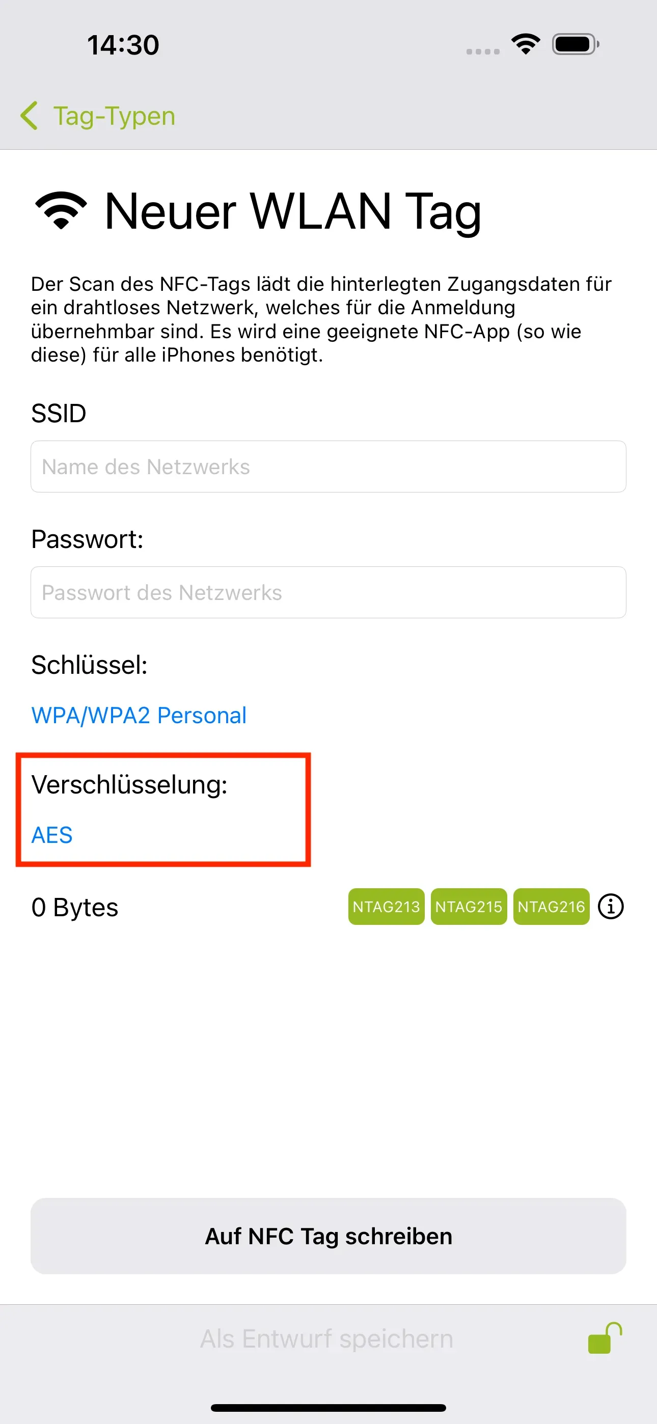 Die Verschlüsselung soll ausgewählt werden.