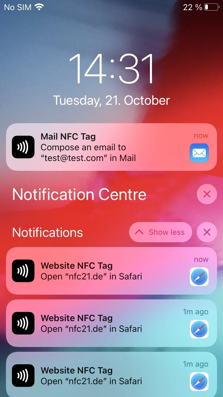 You will receive notifications that a shortcut has been scanned and can now be activated by tapping on the notification.