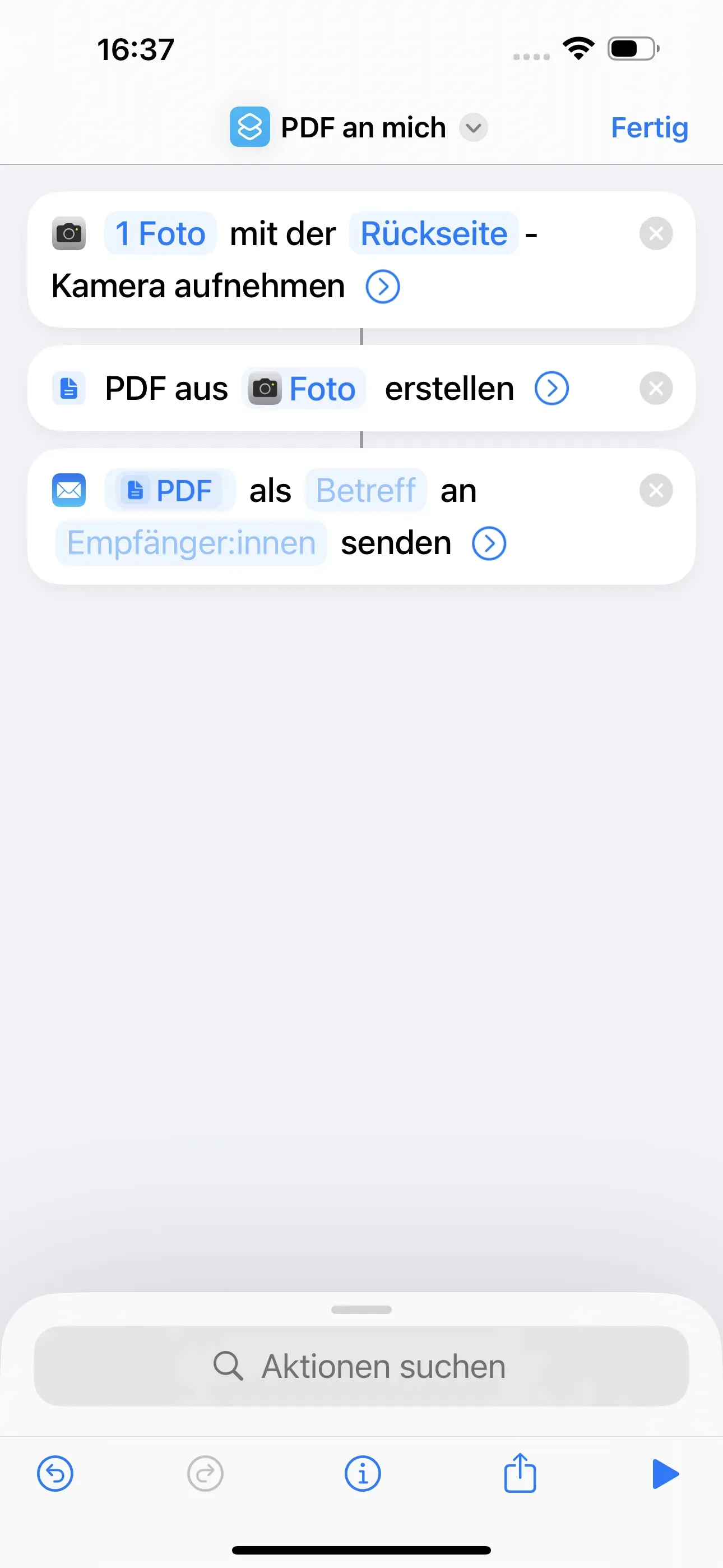 Das erstellte PDF-Dokument soll an die Empfänger:innen gesendet werden. 