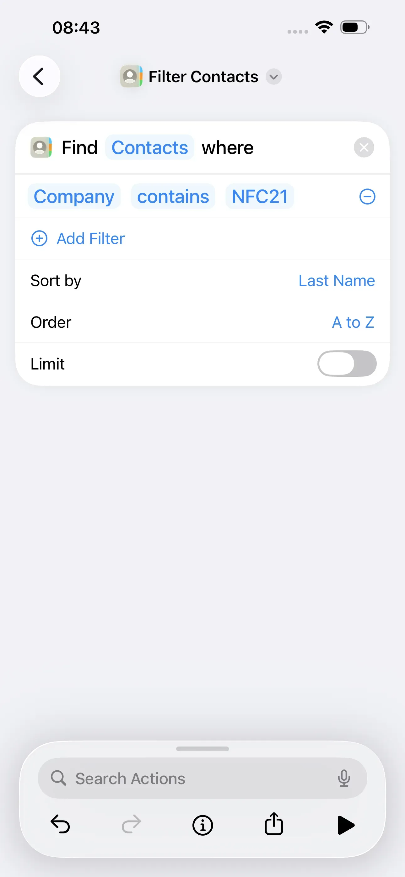 ‘Sort by Last Name has been set. The sorting order is from A to Z.
