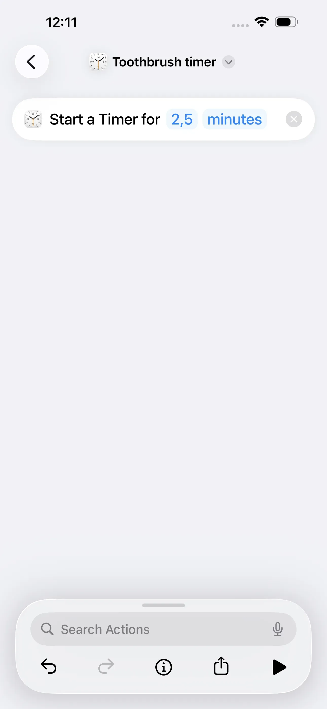 The following action will be discontinued: ‘Start a Timer for (2,5 minutes)’.