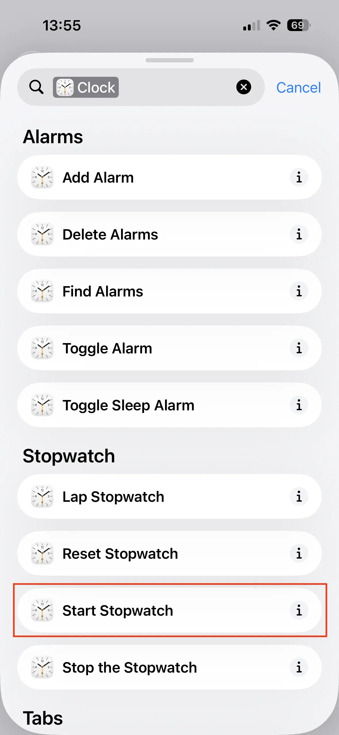 The “Start Stopwatch” button is outlined in red.