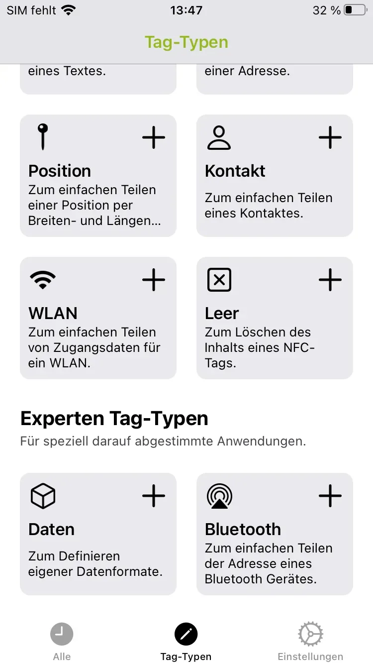Experten Tag-Typen, die Datenformate definieren oder Bluetooth-Adressen teilen können, können nicht direkt in iOS ausgelesen werden.