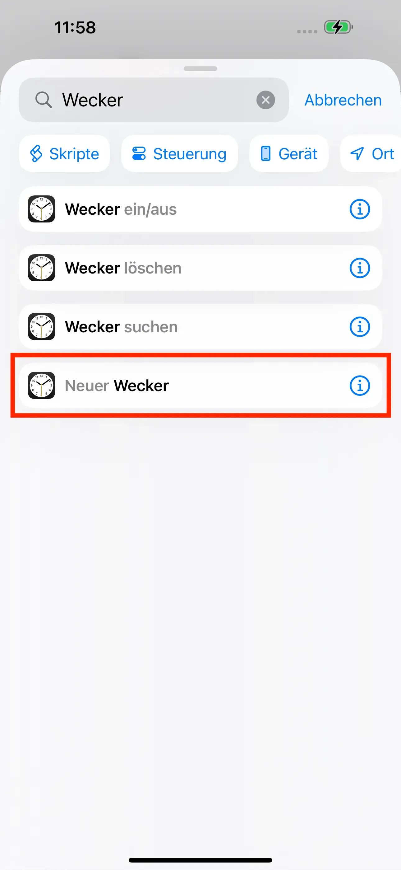 In der Suchleiste wird 