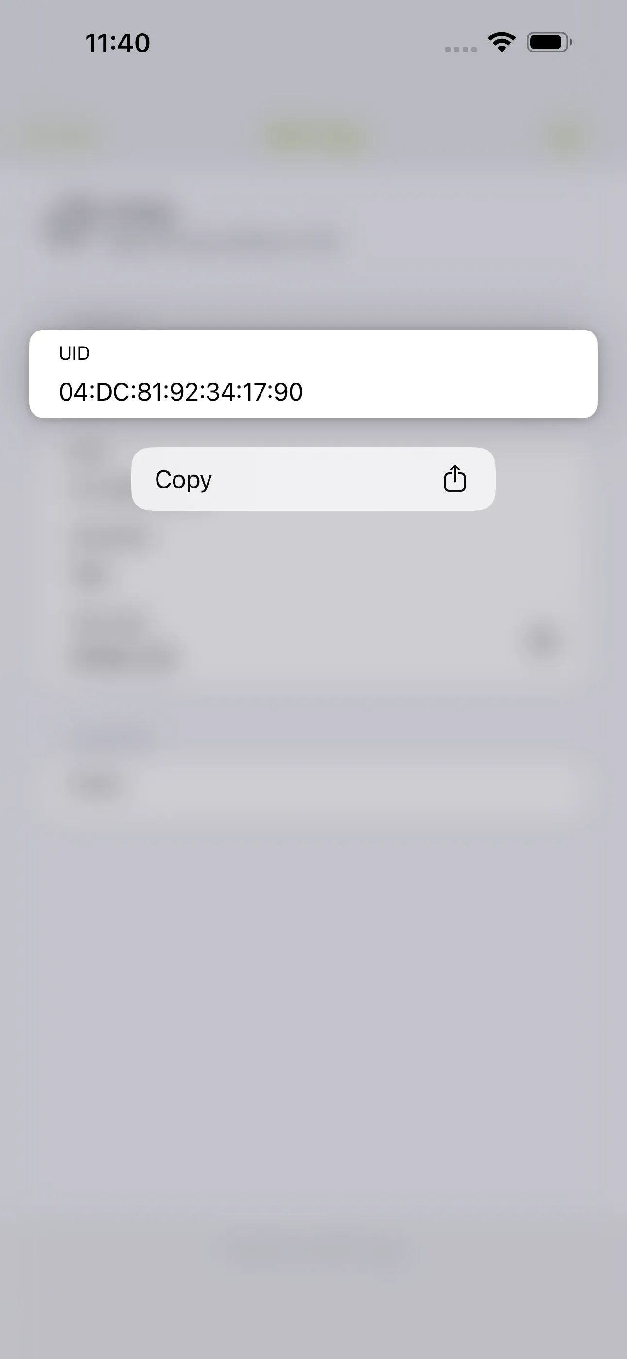 Press and hold the UID to display the “Copy” option.