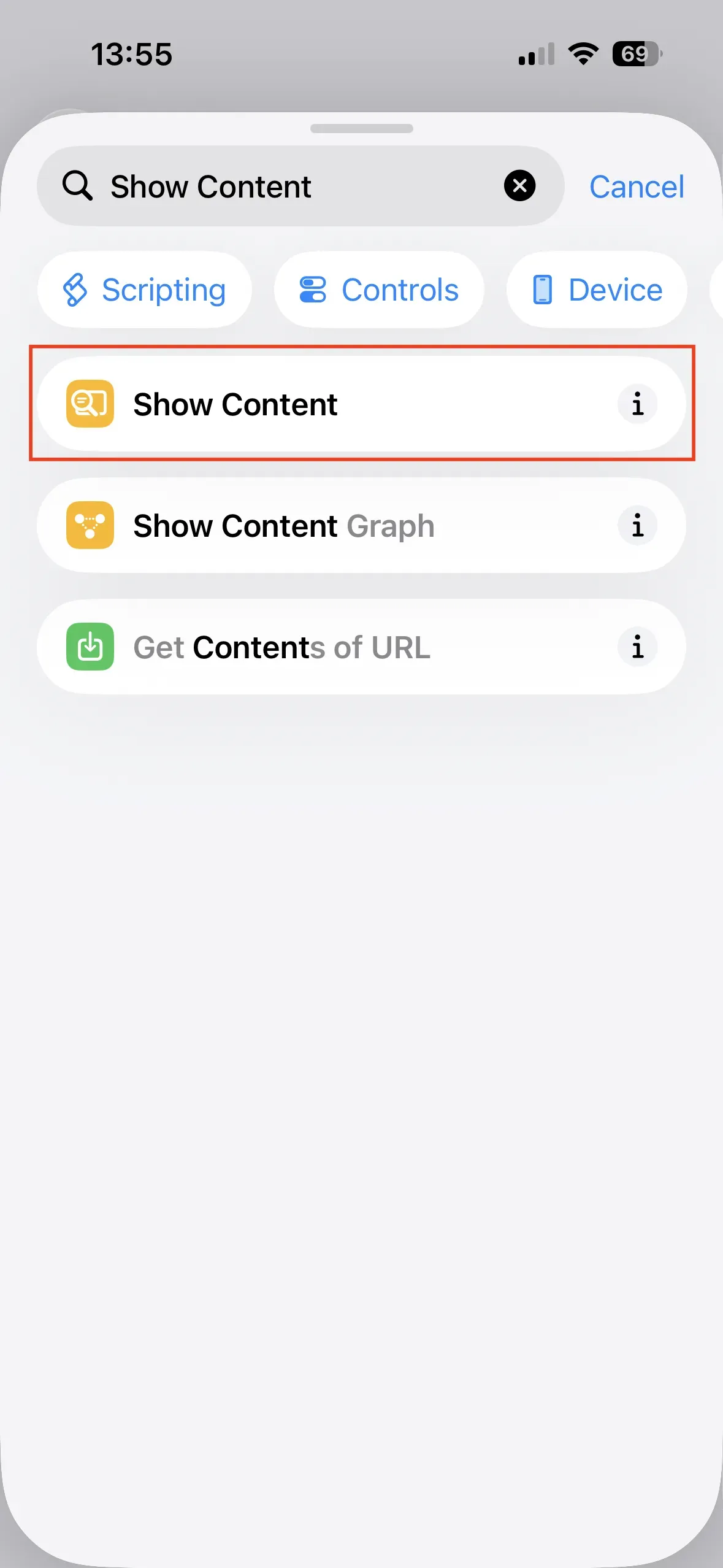 The “Show Content” button is outlined in red.