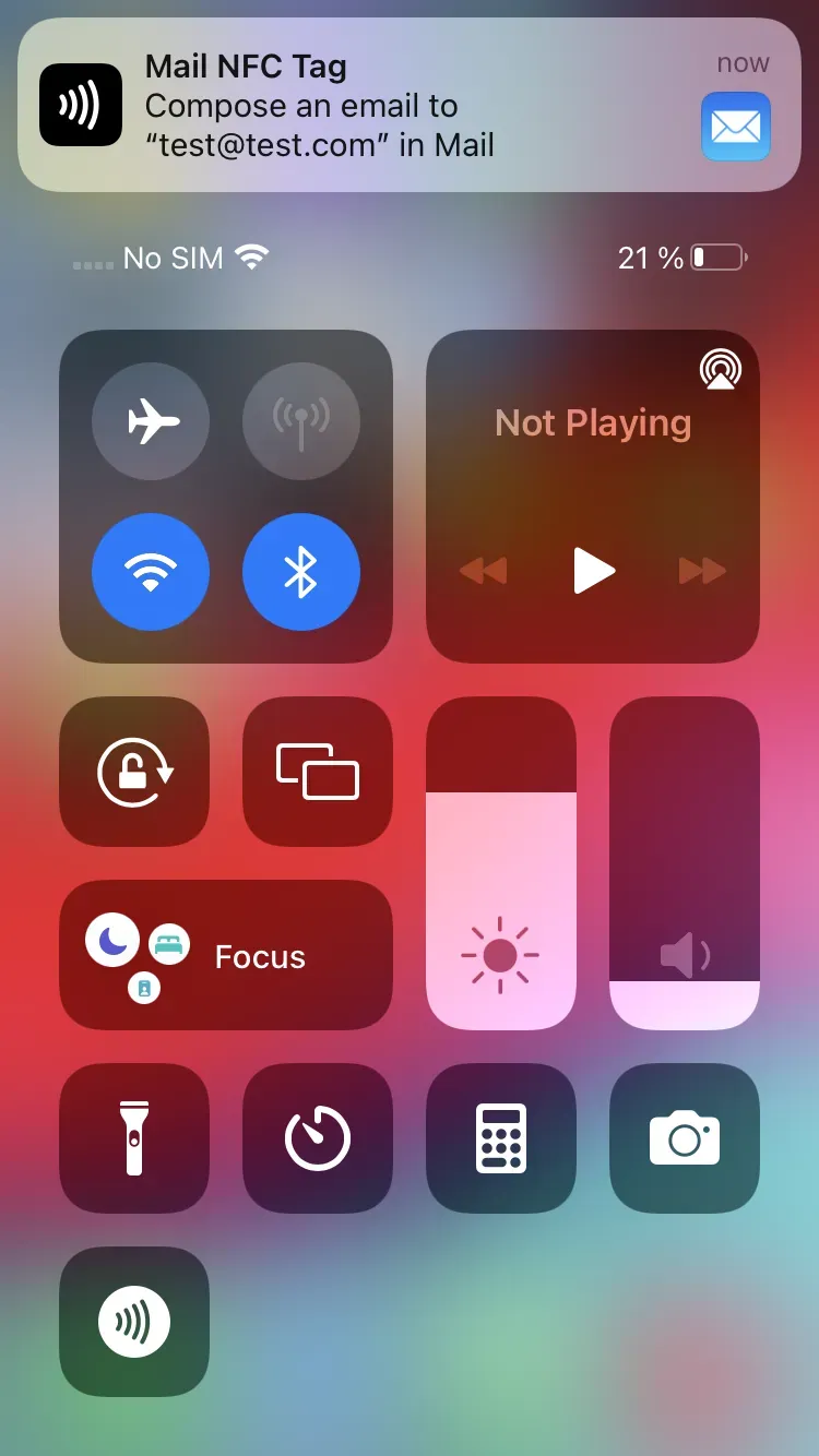 After scanning an NFC tag, you will receive a notification.