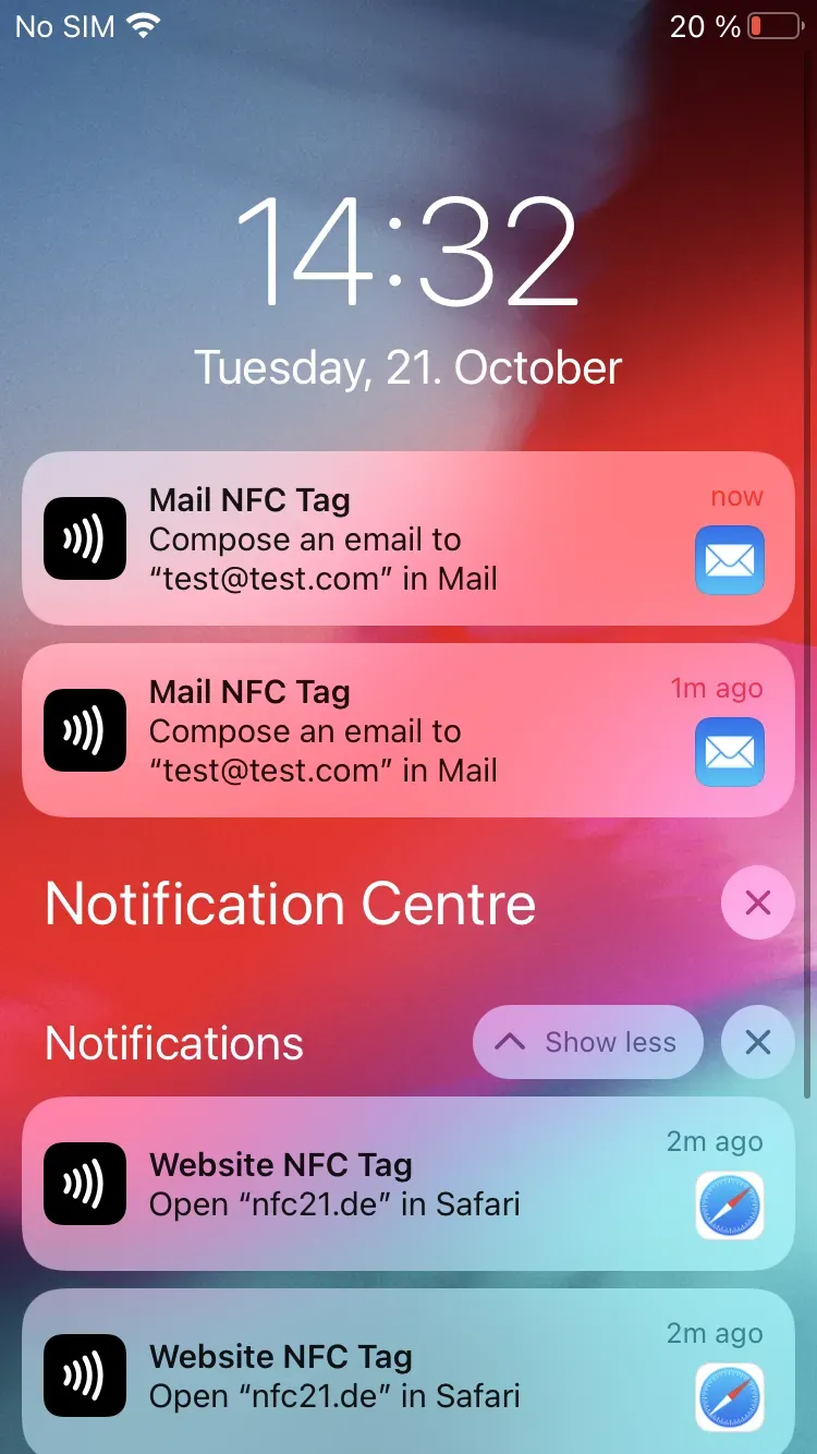 All notifications appear in the Notification Centre.