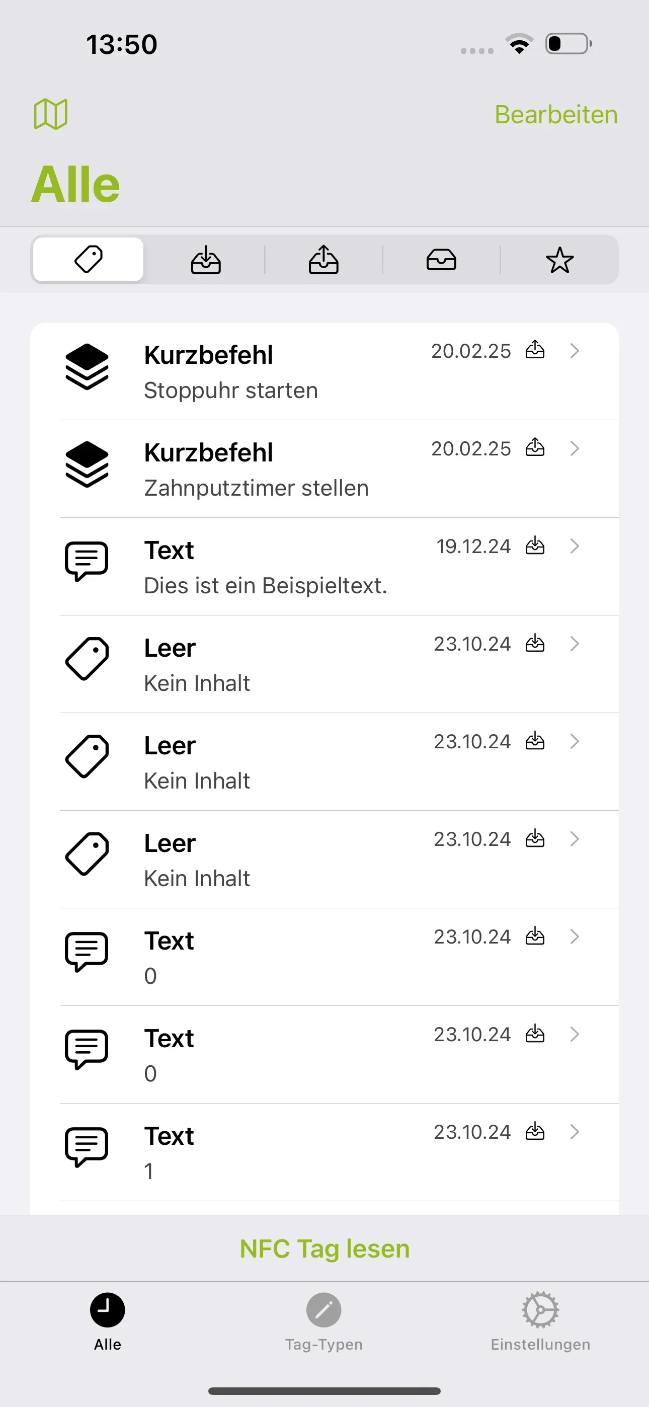 Hauptseite von NFC21 Tools