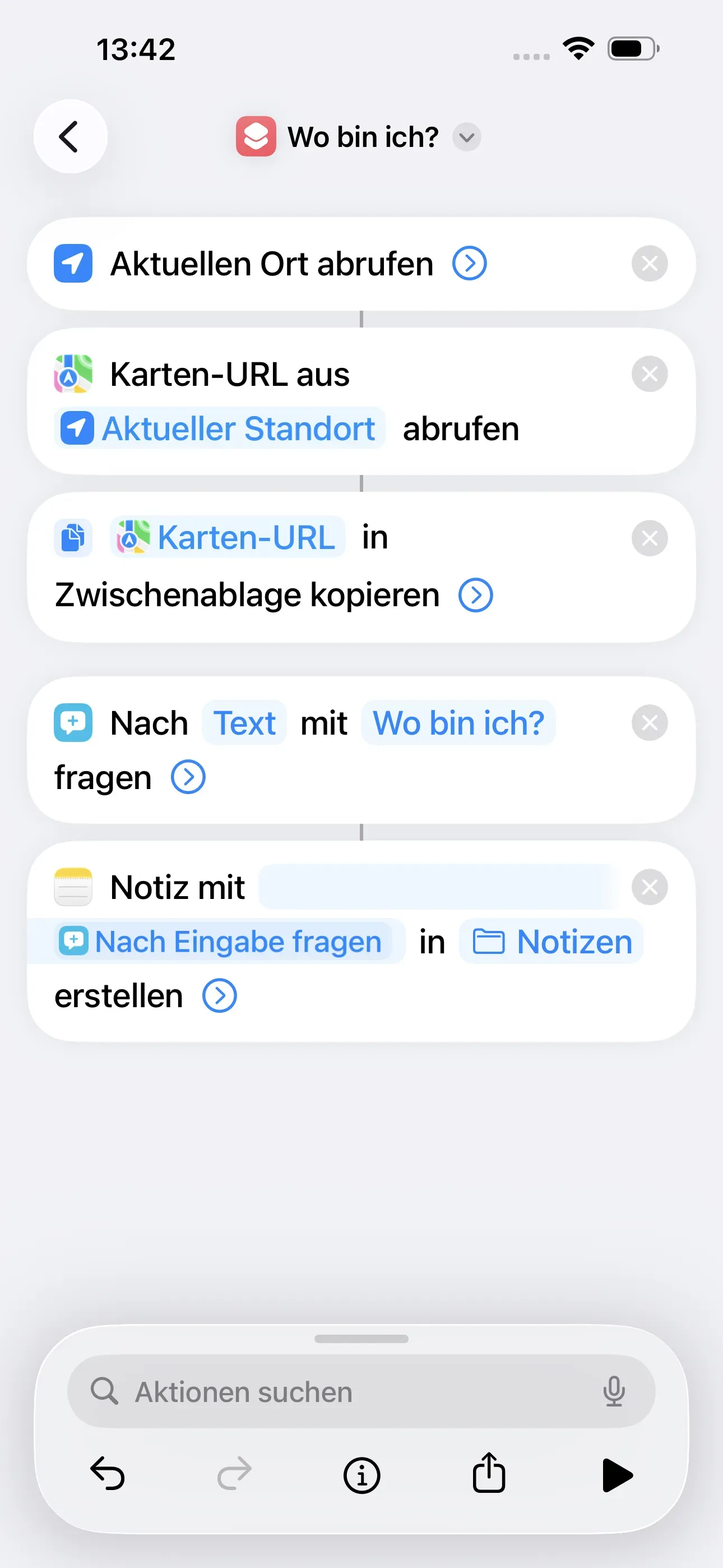 Im Feld „Inhalte“ steht nun „Nach Eingabe fragen“ und im Feld „Ordner“ steht nun „Notizen“. 