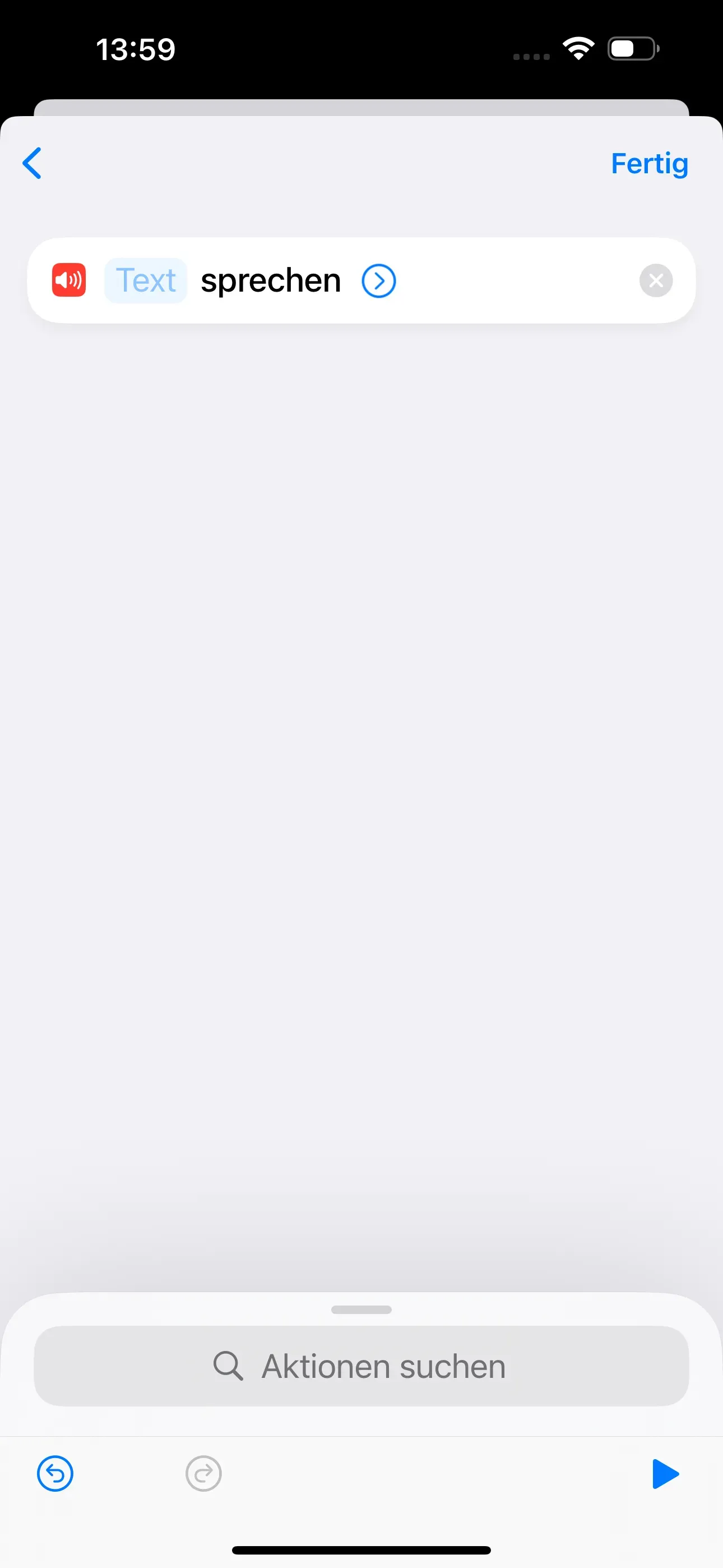 Im Fenster „Wenn „blaue Adidas Schuhe“ entdeckt wird“ befindet sich der Kurzbefehl „Text sprechen“. 