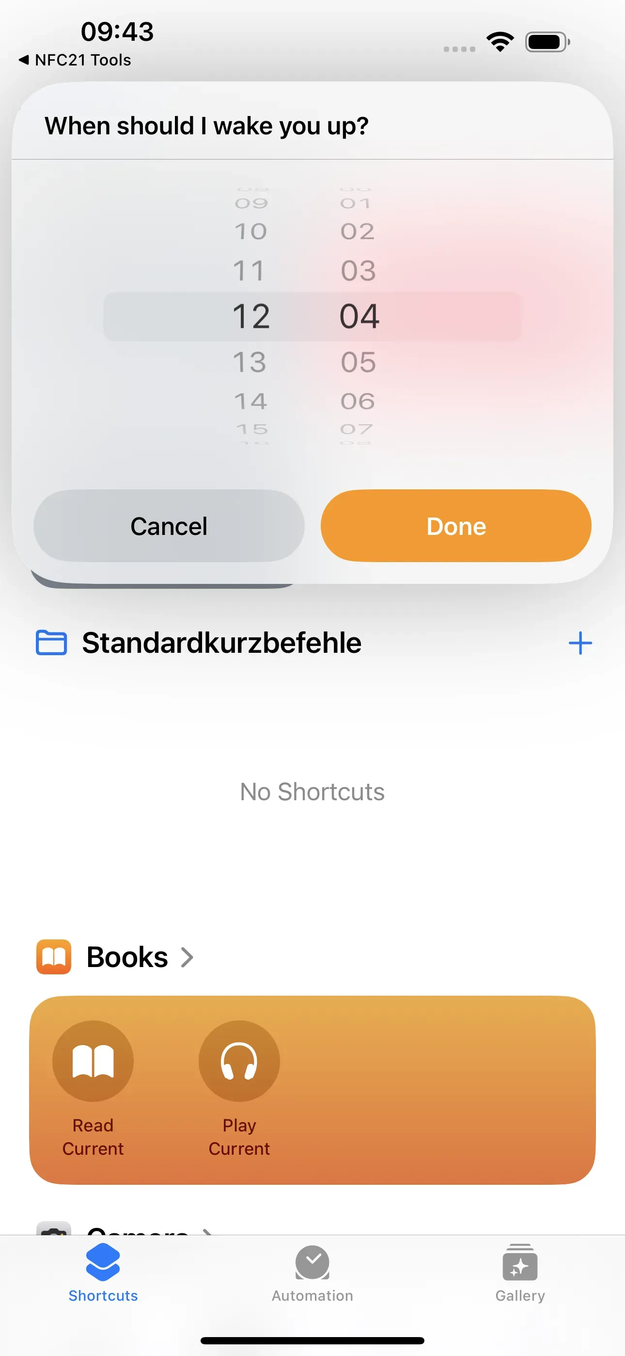 When scanning the tag, you should now enter the time at which you would like to be woken up.