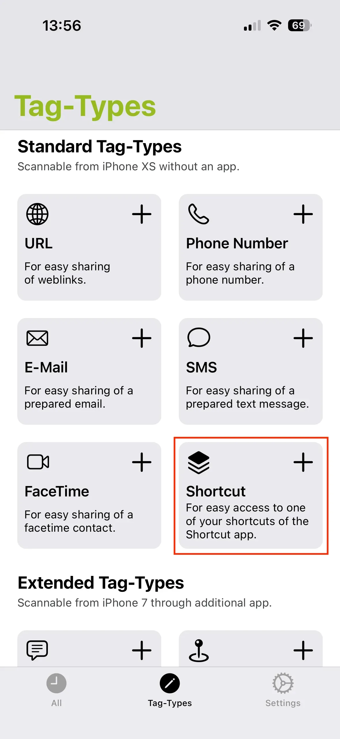 The “+ Shortcut” action is outlined in red.