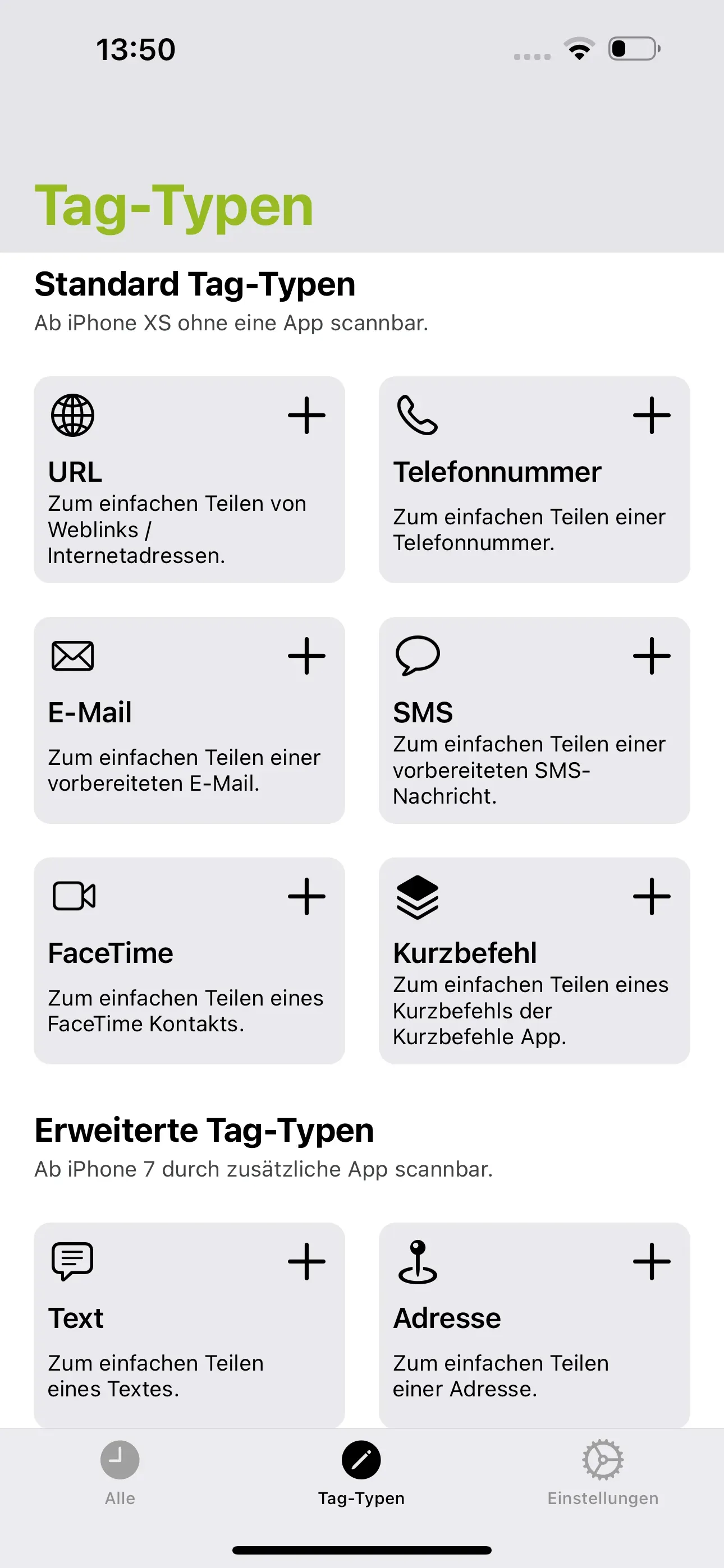 Unten in der Leiste auf