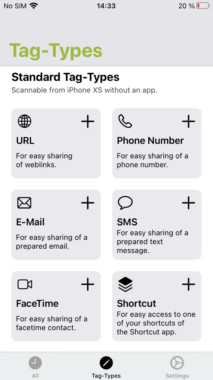 The standard tag types.