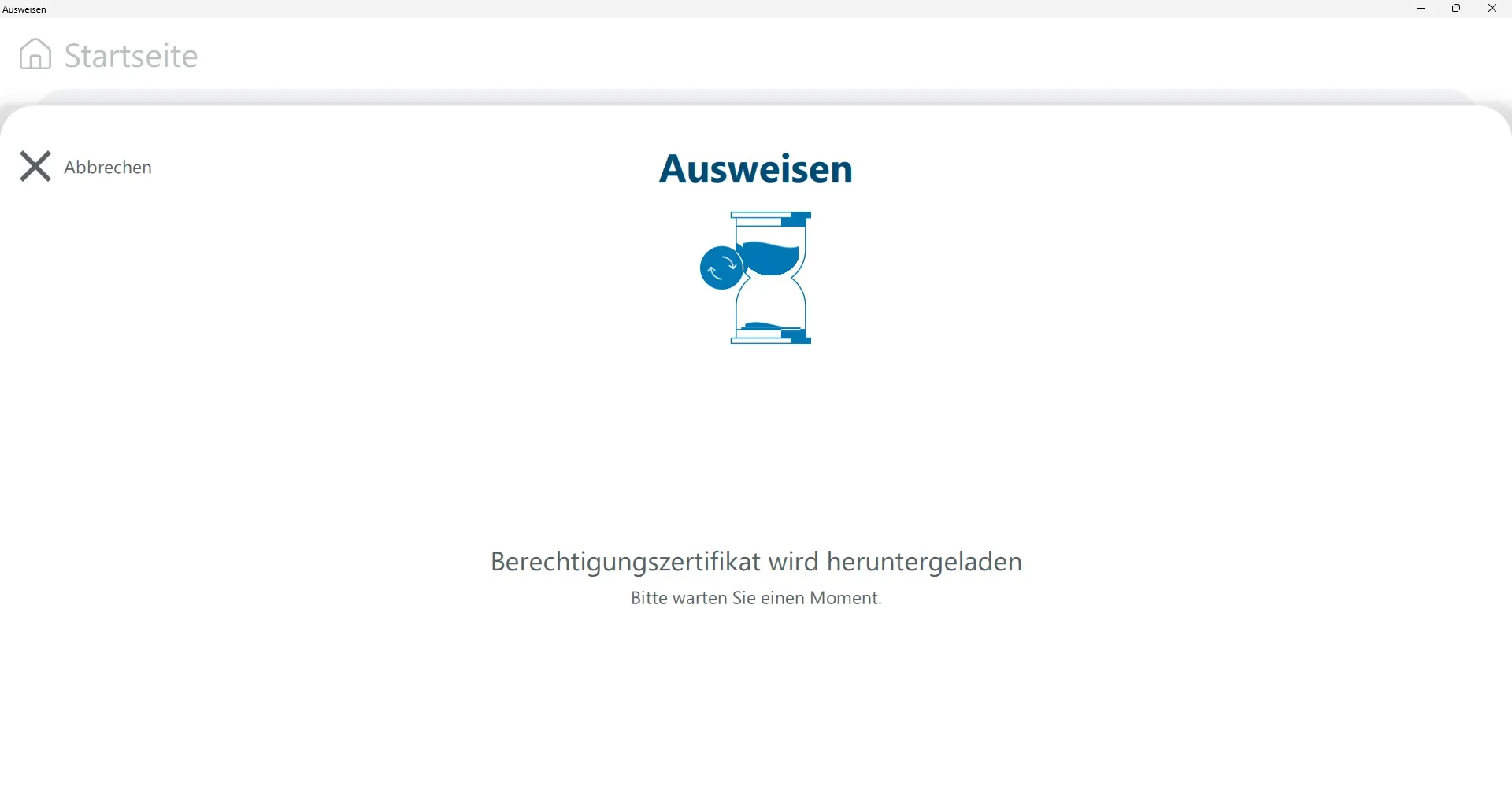 Das Berechtigungszertifikat wird heruntergeladen.
