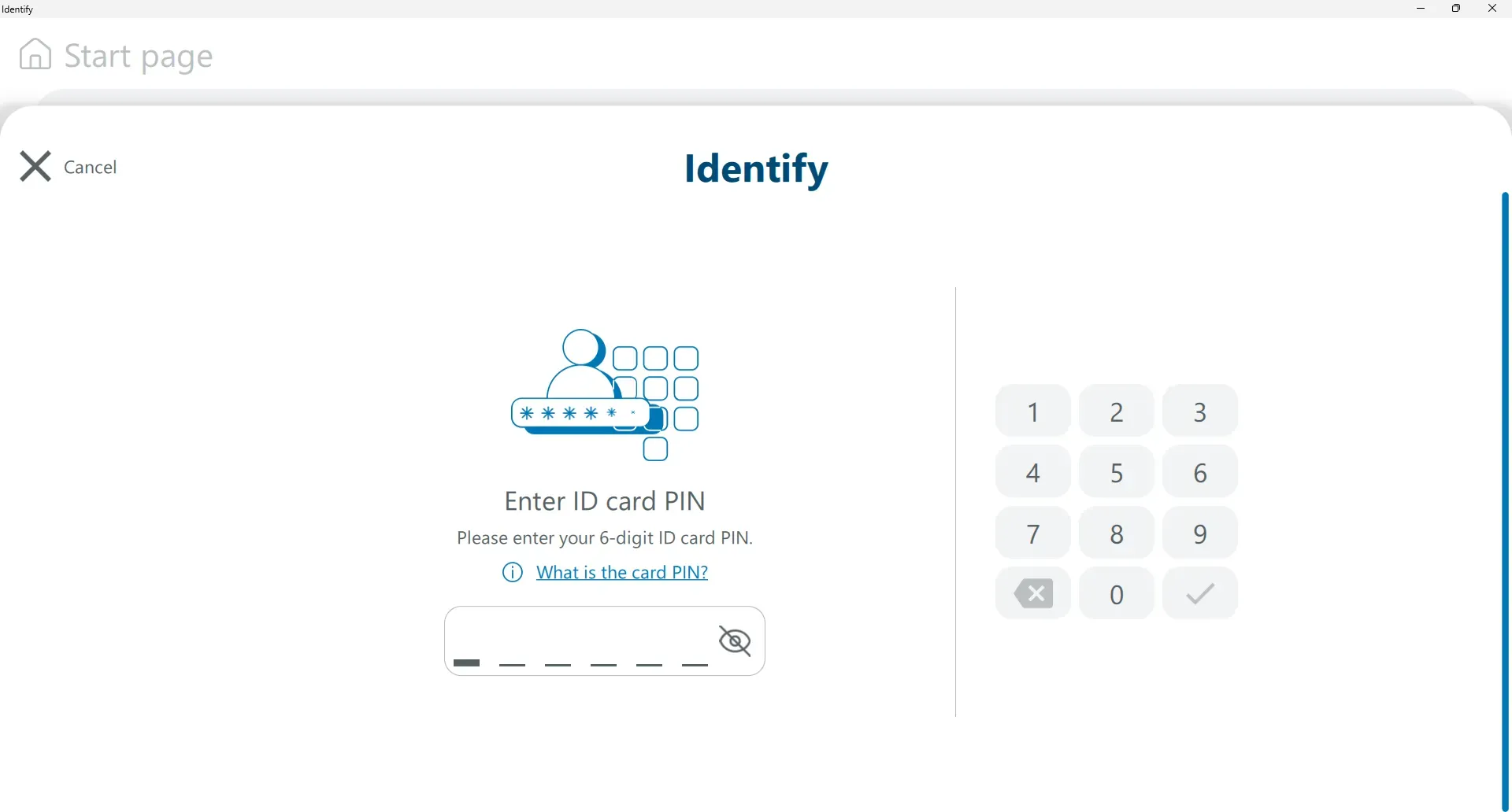 Give in you ID card PIN